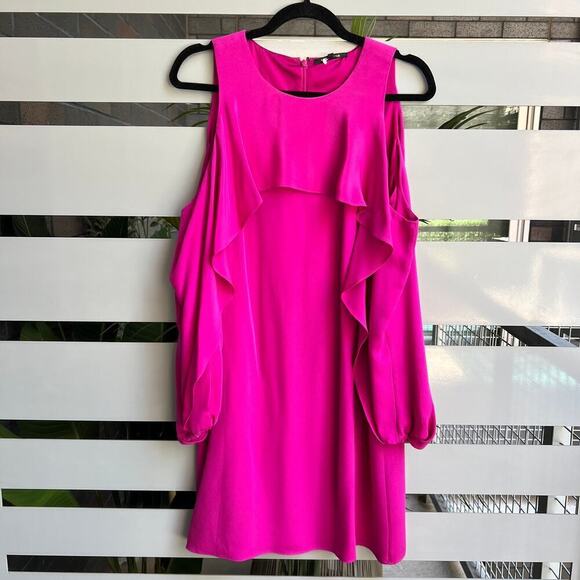 SOLD!!! Kobi Halperin Raina Dragonfruit Cold Shoulder Silk Sun Dress Size S - Picture 2 of 8